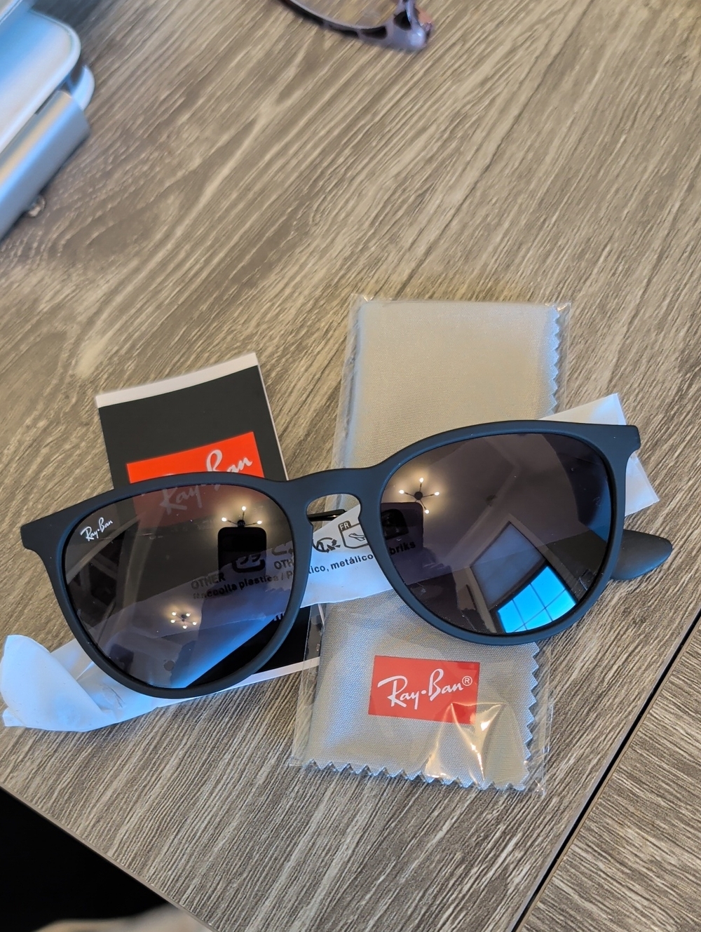 Ray-Ban Erika Sunglasses, Black Frame With Light Grey Gradient Dark Grey Lens